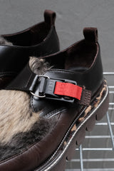 Hender Scheme Fur Strap Platform Shoes 磁吸釦毛料動物紋裝飾皮鞋
