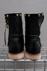 CALEE Studded Suede Leather Engineer Boots Black 黑色麂皮拼接牛皮鉚釘工程靴 Vibram底 日本製