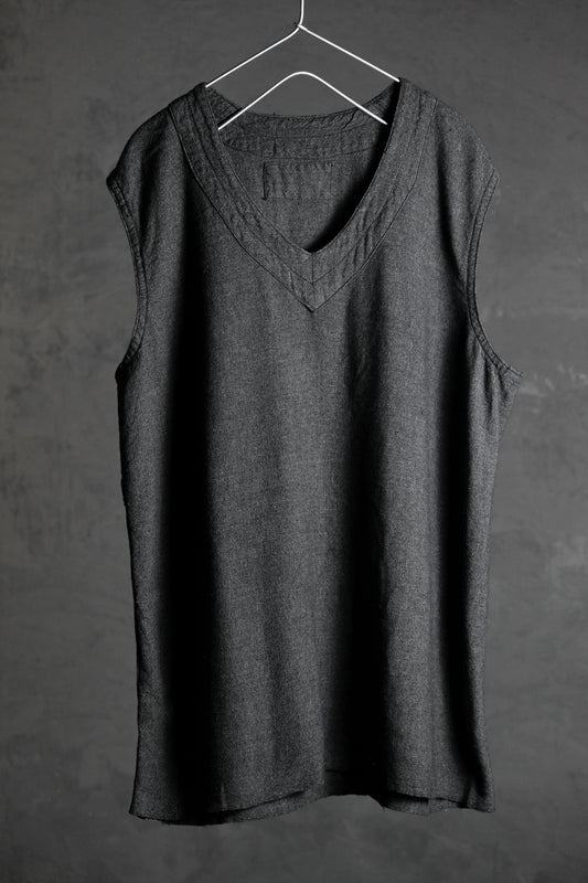 Deadstock French Army Linen Vest Black Dyed 法國陸軍亞麻背心 染黑 庫存新品