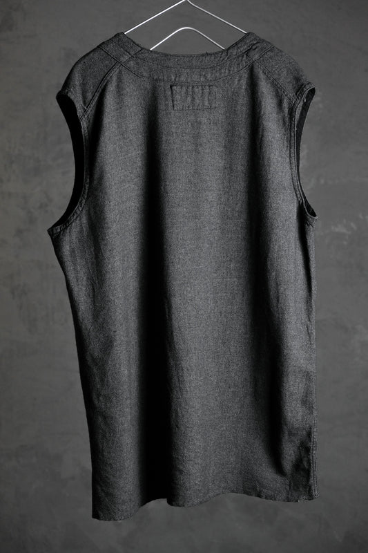 Deadstock French Army Linen Vest Black Dyed 法國陸軍亞麻背心 染黑 庫存新品