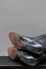 Vintage Plain Toe Black Leather Cowboy Boots黑色尖頭皮革牛仔靴