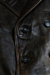 Vintage Euro 1940/50s Double Breasted Leather Coat Jacket European 1940/50s vintage double breasted leather coat