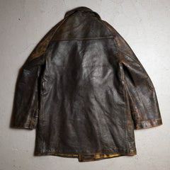 Vintage Euro 1940/50s Double Breasted Leather Coat Jacket European 1940/50s vintage double breasted leather coat