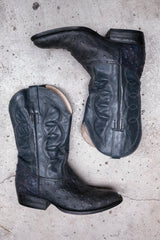 Vintage Gray Ostrich Leather Cowboy Boots 灰色鴕鳥皮尖頭牛仔靴