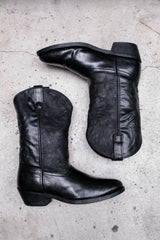 Shoe Dept Black Leather Western Boots 黑色皮革西部靴
