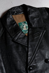 ヴィンテージ ヨーロッパ 1940/50 年代 ダブルブレスト レザー コート ジャケット