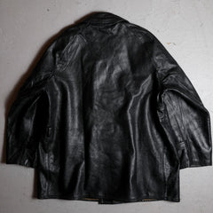 ヴィンテージ ヨーロッパ 1940/50 年代 ダブルブレスト レザー コート ジャケット