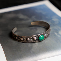 Vintage 30's Navajo Logs Turquoise Silver Bracelet Navajo Rotary Wood Turquoise Silver Bracelet