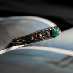 Vintage 30's Navajo Logs Turquoise Silver Bracelet Navajo Rotary Wood Turquoise Silver Bracelet