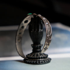 Vintage 30's Navajo Logs Turquoise Silver Bracelet Navajo Rotary Wood Turquoise Silver Bracelet