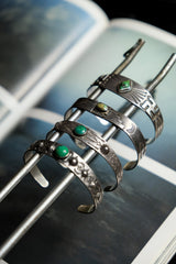 Vintage 30's Navajo Logs Turquoise Silver Bracelet Navajo Rotary Wood Turquoise Silver Bracelet