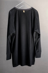 EYES&SINS WAFFLE HENLEY L/S TEE BLACK 吉豐重工 EYES&SINS 華夫格拼接亨利領長袖T 黑色