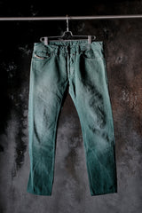 DIESEL Overdyed Green Straight Leg Jeans Faded Denim Pants 墨綠套染水洗直筒丹寧褲