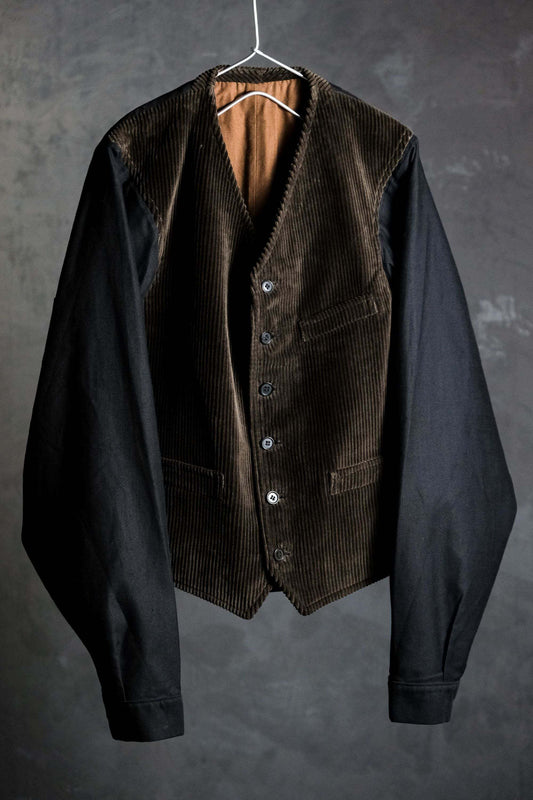 French 1940’s Vintage Corduroy Gilet Jacket 法國40年代古著 燈芯絨馬甲工作外套