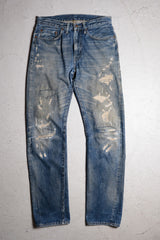 Levi's Vintage Clothing LVC 501ZXX ダメージ デニム ジーンズ 再刻印 ビッグEセルビッジ ダメージ パッチ デニム パンツ