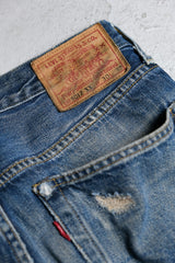 Levi's Vintage Clothing LVC 501ZXX ダメージ デニム ジーンズ 再刻印 ビッグEセルビッジ ダメージ パッチ デニム パンツ