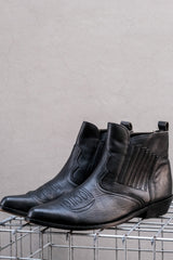 Western Stitched Leather Chelsea Ankle Boots 西部風車線鬆緊短靴 黑色