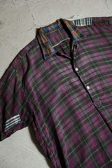 Vintage French Smock Patchwork Check Workshirt 50年代縫補格紋工作襯衫