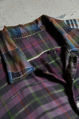 Vintage French Smock Patchwork Check Workshirt 50年代縫補格紋工作襯衫