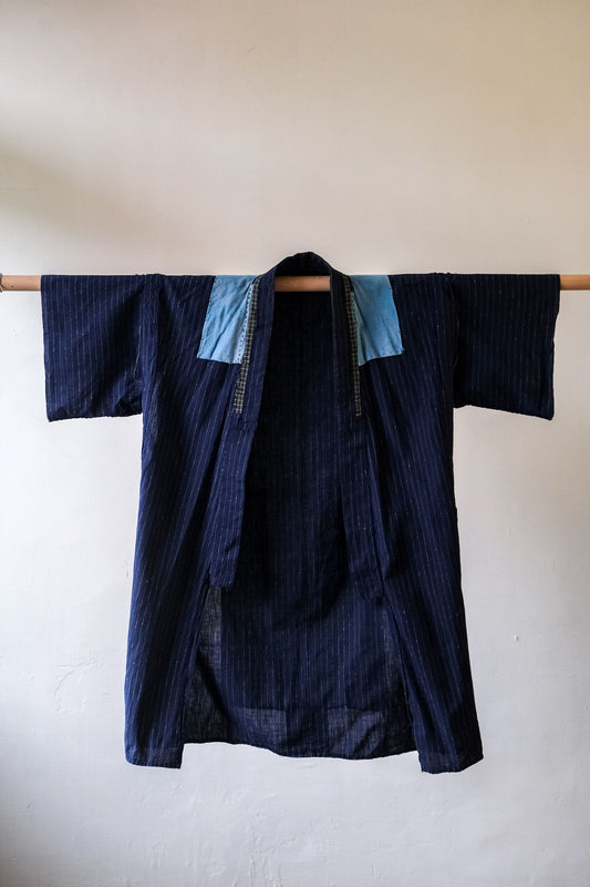 1950s Japanese Vintage Indigo Boro Kimono Noragi