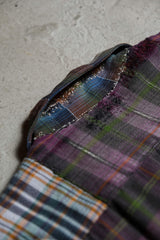 Vintage French Smock Patchwork Check Workshirt 50年代縫補格紋工作襯衫