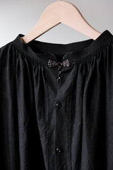 19 世紀フランスアンティーク ブラック インディゴ リネン ビオード