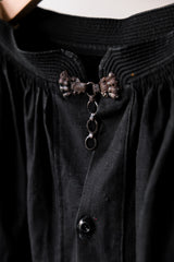 19 世紀フランスアンティーク ブラック インディゴ リネン ビオード