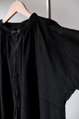 19 世紀フランスアンティーク ブラック インディゴ リネン ビオード