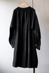 19 世紀フランスアンティーク ブラック インディゴ リネン ビオード