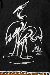 ヴィンテージ刺繍テーブルランナー ヴィンテージ手縫い白鶴刺繍テーブルランナー テーブルクロス