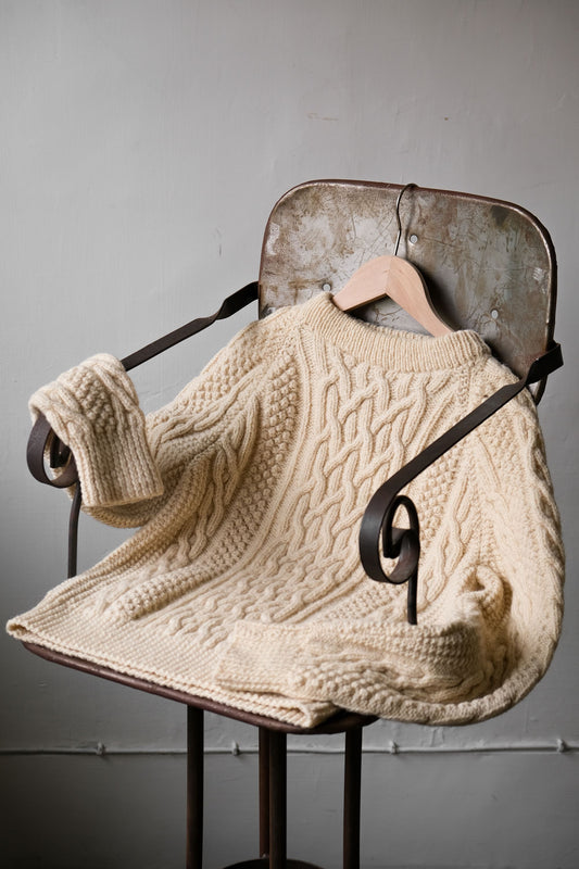 Vintage Irish Fisherman Sweater Hand Knit in Scotland Vintage Irish Fisherman Sweater C