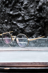 Vintage Style Handcrafted Boston Round Eyeglasses (Matte Black / Gold) 手工波士頓圓框光學眼鏡 霧黑金金屬配色