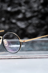 Vintage Style Handcrafted Boston Round Eyeglasses (Matte Black / Gold) 手工波士頓圓框光學眼鏡 霧黑金金屬配色