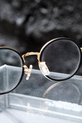 Vintage Style Handcrafted Boston Round Eyeglasses (Matte Black / Gold) 手工波士頓圓框光學眼鏡 霧黑金金屬配色