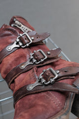 A.S.98 Triple Buckle Distressed Leather Boots三扣帶復古舊化皮革靴