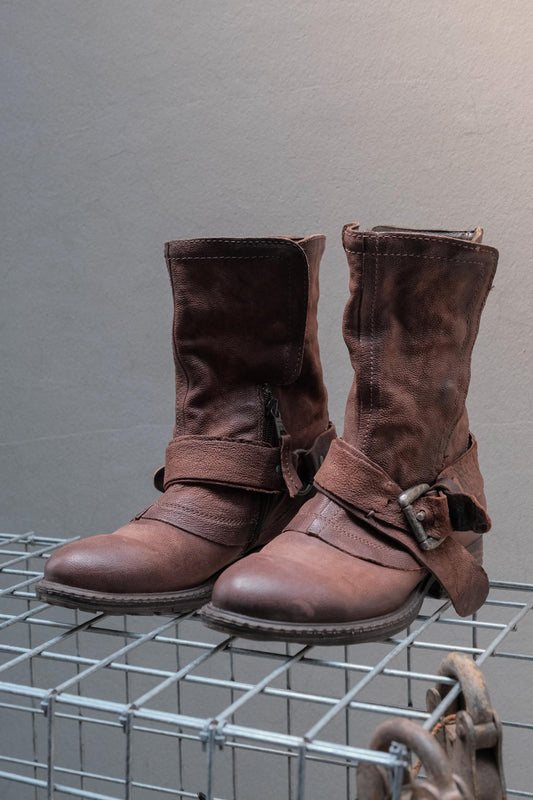 Airstep Distressed Leather Biker Boots 義大利工藝 復古舊化植鞣皮革工程師靴