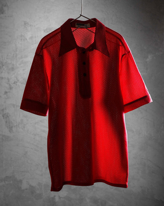 European 80’s Vintage Mesh Sheer Polo Shirt 歐洲古著 網眼透膚Polo衫