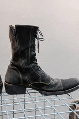 The Viridi-anne Black Reverse Leather Side-Zip Combat Boots 黑色反絨皮側拉鍊戰鬥靴