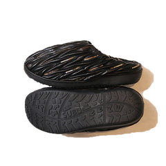 SUBU ANQUET BLACK warm water-repellent leather slippers ripple black gold