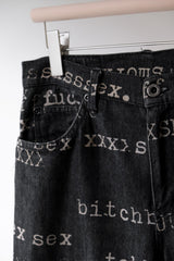 Hysteric Glamor 99S/S Fuck,Sex,Bitch Typewriter Bootcut Jeans