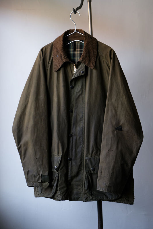 1982~87s Barbour Vintage Beaufort Wax Jacket 2 crests