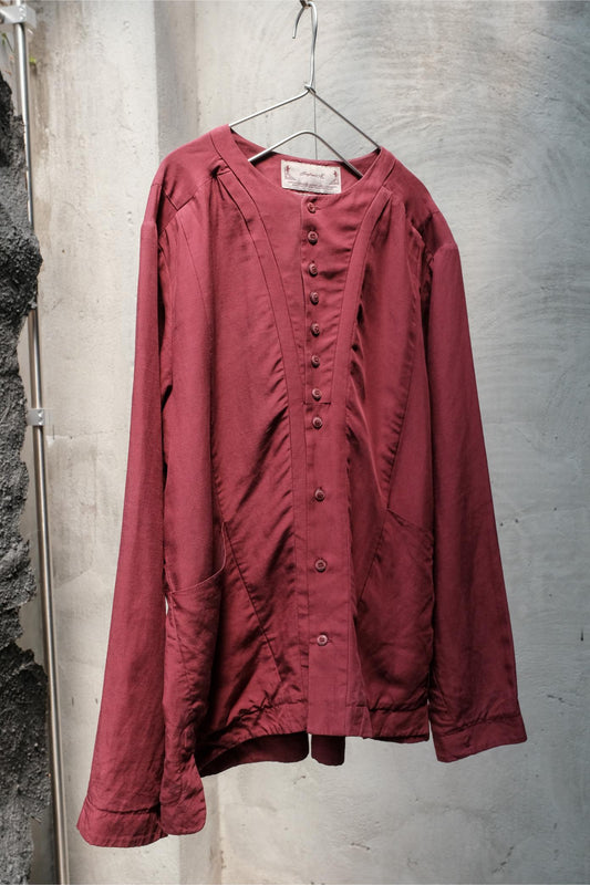 Professor. E — 22SS|E Tunic (Burgundy) 酒紅天絲混紡長版襯衫