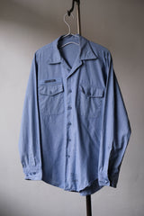 80年代 USN ミリタリー シャンブレー ユーティリティ ボタンダウン 長袖シャツ