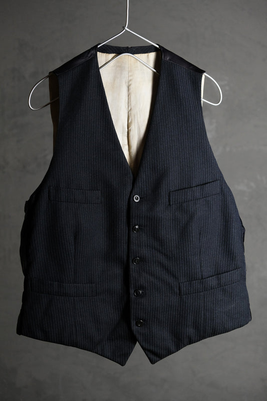 French 1960’s Vintage Wool Striped Satin Gilet Vest 60年代法國古著 羊毛鍛面西裝馬甲背心