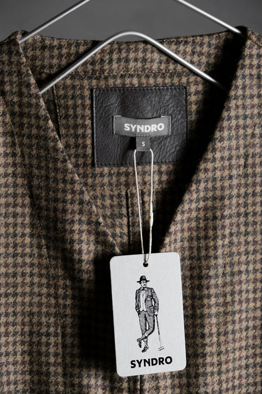Syndro Houndstooth Tweed Breath Holder Zipper Gilet Vest 台灣設計師品牌 千鳥格紋羊毛混紡拉鍊西裝馬甲背心