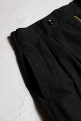 Gaijin Made リネン 2 タックパンツ ジャパンブルー ブルー支線 ブルー染めブランドリネン ダブルプリーツパンツ