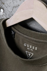 GUESS 3D ロゴ スウェットシャツ アメリカ製 アメリカのデニムブランド アメリカ製 ミリタリーグリーン スウェットシャツ