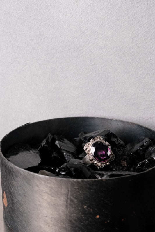 Victorian Gothic Antique Purple Gemstone Sterling Silver Ring 維多利亞哥德風 古董紫寶石純銀復古戒