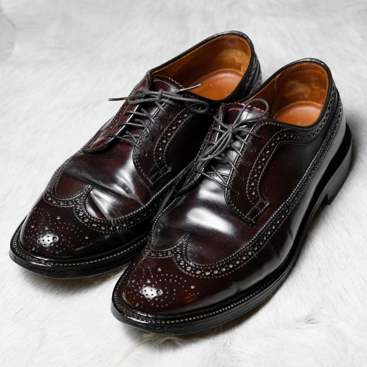 ALDEN 975 Longwing Blucher Color8 Shell Cordovan Burgundy Handmade Carved Cordovan Leather Shoes