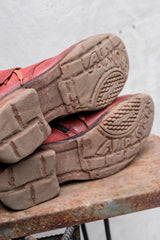 AIRSTEP By A.S.98 Red Distressed Leather Fold-Over Buckle Ankle Boots 義大利手工舊化磚紅皮革摺口扣帶綁帶短靴